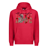 Cardinal Skeleton all you need is love Premium Hoodie - FaDigitalArtStudio