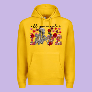 Skeleton All You Need Is Love Premium Hoodie Designed By Fadigitalartstudio