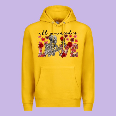 Skeleton All You Need Is Love Premium Hoodie Designed By Fadigitalartstudio