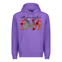 Purple Skeleton all you need is love Premium Hoodie - FaDigitalArtStudio