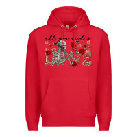 Red Skeleton all you need is love Premium Hoodie - FaDigitalArtStudio