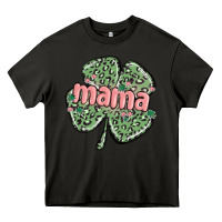 Asphalt leopard shamrock mama Heavy Core Tee - MaliasSmallBusiness