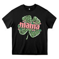 Black leopard shamrock mama Heavy Core Tee - MaliasSmallBusiness