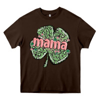Chocolate Brown leopard shamrock mama Heavy Core Tee - MaliasSmallBusiness