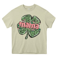 Mossy leopard shamrock mama Heavy Core Tee - MaliasSmallBusiness