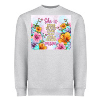 Heather Grey she is mom with flowers Heavyweight Sweatshirt - TumblerDesignByShophia