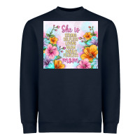 Navy she is mom with flowers Heavyweight Sweatshirt - TumblerDesignByShophia