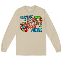 Mushroom because teachers cant live on apples alone Long Sleeve Tee - NancyCooperArtShop
