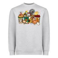 Heather Grey Chicken coffee cups Heavyweight Sweatshirt - HowdyJamesFarm