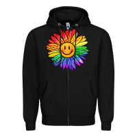 Black rainbow smiley face sunflower Zipper Hoodie - OliviaCreatesArt