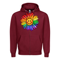 Burgundy rainbow smiley face sunflower Zipper Hoodie - OliviaCreatesArt
