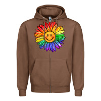 Chestnut rainbow smiley face sunflower Zipper Hoodie - OliviaCreatesArt