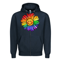 Navy rainbow smiley face sunflower Zipper Hoodie - OliviaCreatesArt