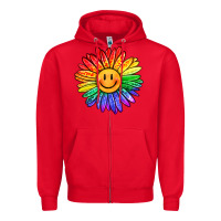 Red rainbow smiley face sunflower Zipper Hoodie - OliviaCreatesArt