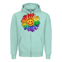 Seafoam rainbow smiley face sunflower Zipper Hoodie - OliviaCreatesArt