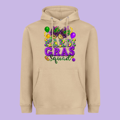 Mardi Gras Squad Heavyweight Hoodie Designed By Fadigitalartstudio
