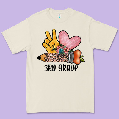 Peace Love 3rd Grade Premium Tee Designed By Jahusdesignshop
