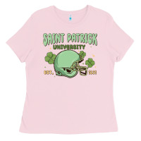 Bubblegum Pink saint patrick university Ladies Tee - MaliasSmallBusiness