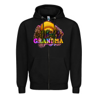 Black softball grandma Zipper Hoodie - OliviaCreatesArt