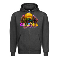 Charcoal Heather softball grandma Zipper Hoodie - OliviaCreatesArt