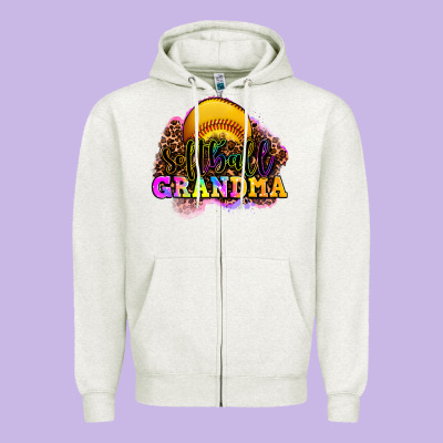 Softball Grandma Zipper Hoodie Designed By Oliviacreatesart