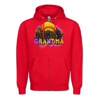 Red softball grandma Zipper Hoodie - OliviaCreatesArt
