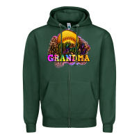Sports Green softball grandma Zipper Hoodie - OliviaCreatesArt