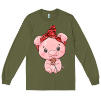 Army Green cute pig Long Sleeve Tee - texasbilliewilder