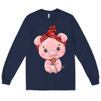 Navy cute pig Long Sleeve Tee - texasbilliewilder