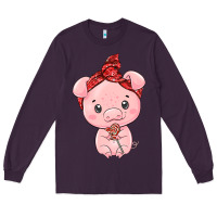 Plum cute pig Long Sleeve Tee - texasbilliewilder