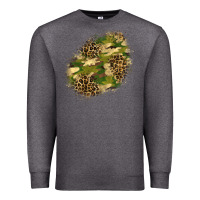 Charcoal Heather camouflage and leopard patch  5 Premium Sweatshirt - BundleAndBundleShop