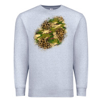 Heather Grey camouflage and leopard patch  5 Premium Sweatshirt - BundleAndBundleShop