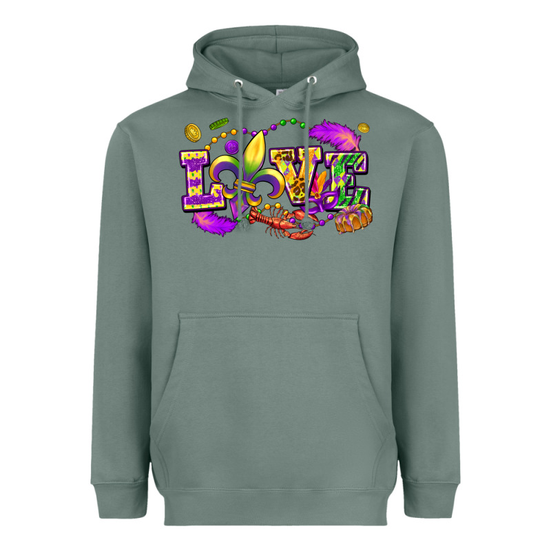 Love Mardi Gras Heavyweight Hoodie by FaDigitalArtStudio | Teevron