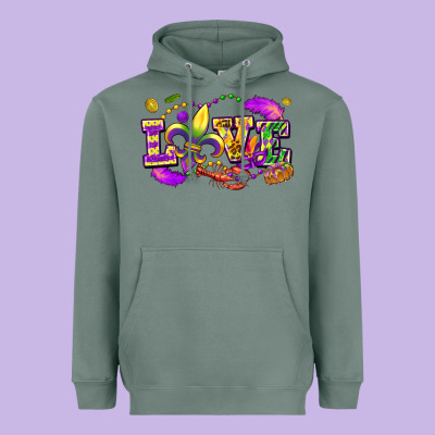 Love Mardi Gras Heavyweight Hoodie Designed By Fadigitalartstudio