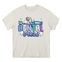 Cream dental squad Heavy Core Tee - MaliasSmallBusiness