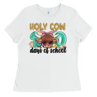 White holy cow 100 days of school Ladies Tee - MaliasSmallBusiness