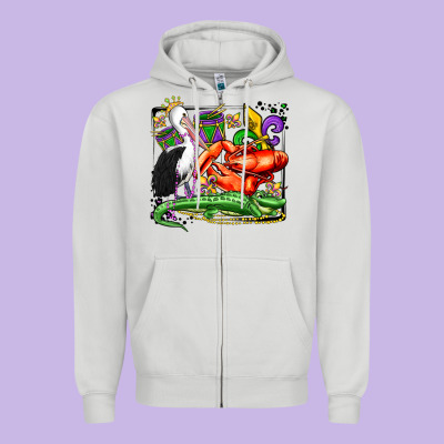 Mardi Gras Pelican Crawfish Crocodile Zipper Hoodie Designed By Oliviacreatesart