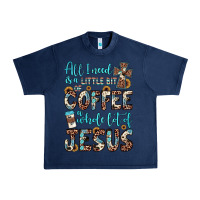 Navy all i need is a little bit of coffee and o whole lot of jesus Urban Heavy Tee - JahusDesignShop