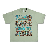 Oil Green all i need is a little bit of coffee and o whole lot of jesus Urban Heavy Tee - JahusDesignShop
