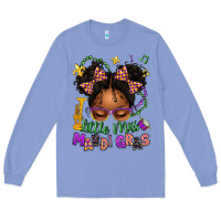 Colony Blue little miss mardi gras afro messy bun kid Long Sleeve Tee - texasbilliewilder