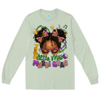 Little Miss Mardi Gras Afro Messy Bun Kid Long Sleeve Tee | Teevron