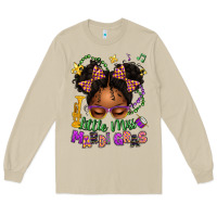 Mushroom little miss mardi gras afro messy bun kid Long Sleeve Tee - texasbilliewilder