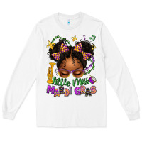 White little miss mardi gras afro messy bun kid Long Sleeve Tee - texasbilliewilder