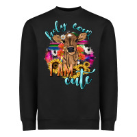 Black Holy cow i am cute baby cow Heavyweight Sweatshirt - HowdyJamesFarm