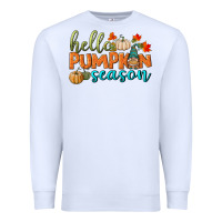 White hello pumpkin season Premium Sweatshirt - BundleAndBundleShop