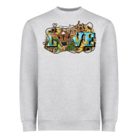 Heather Grey Love baby Cow Heavyweight Sweatshirt - HowdyJamesFarm