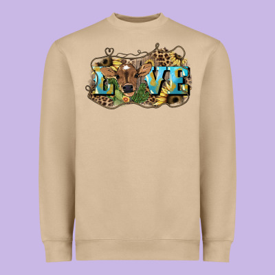 Love Baby Cow Heavyweight Sweatshirt Designed By Howdyjamesfarm