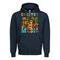 Navy country music western olivia Zipper Hoodie - OliviaCreatesArt