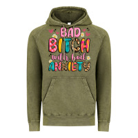Vintage Olive bad bitch with bad anxiety Vintage Hoodie - Artiststas