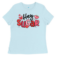 Baby Blue hey sugar valentines day Ladies Tee - MaliasSmallBusiness